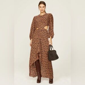 Maje Paisley Cutout Maxi Dress